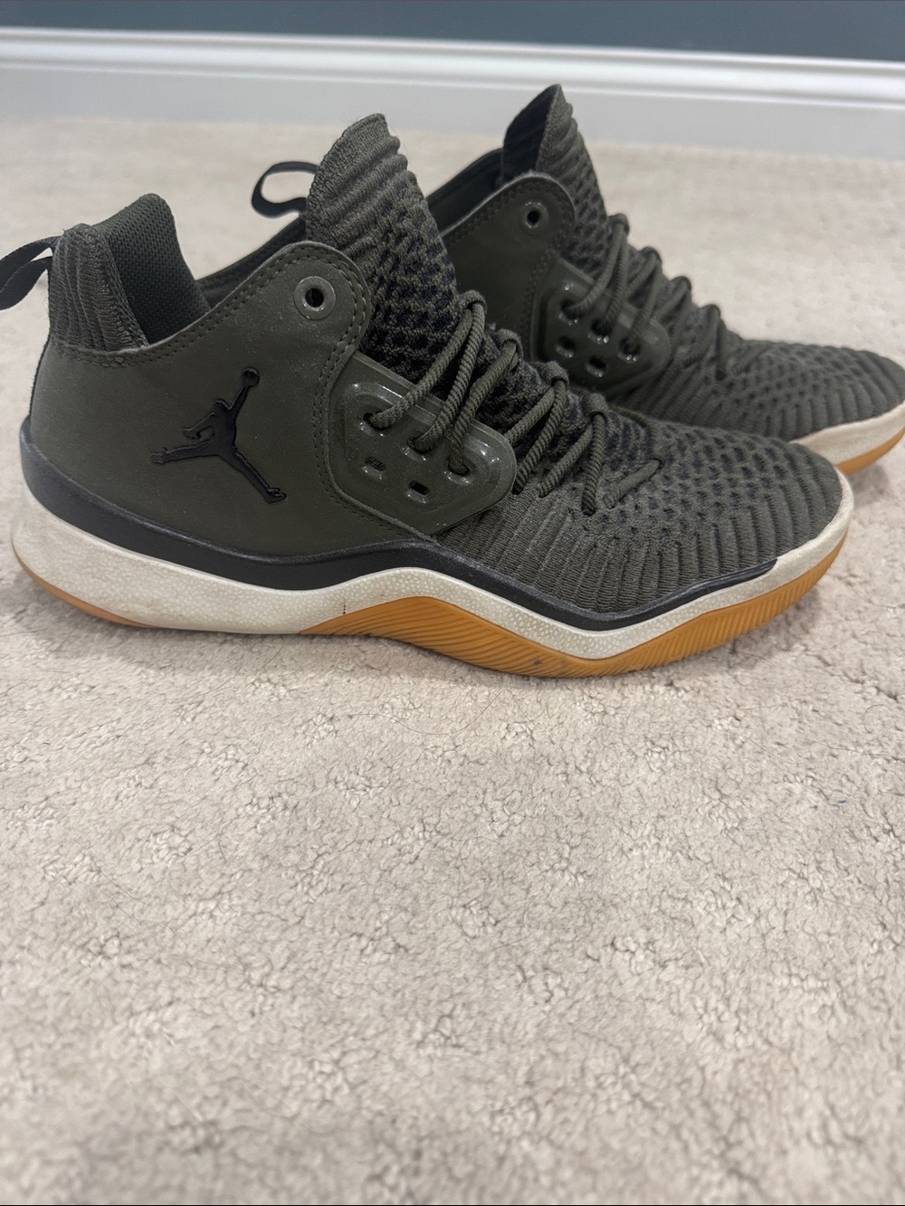 Jordan DNA LX “Cargo Khaki” Olive Knit High-Top Sneakers with Gum Outsole